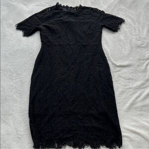 Miami Elegant Black Lace Midi Dress